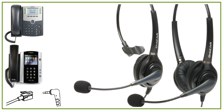 OvisLink Call Center Headsets Compatible with popular telephone brands
